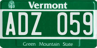 VT license plate ADZ059