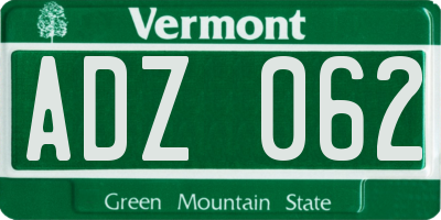 VT license plate ADZ062