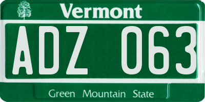 VT license plate ADZ063