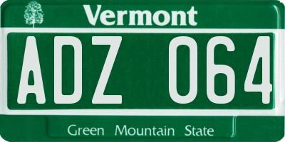 VT license plate ADZ064