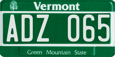 VT license plate ADZ065
