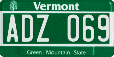 VT license plate ADZ069