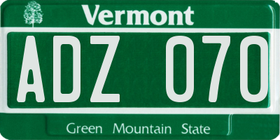 VT license plate ADZ070
