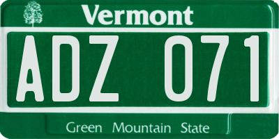 VT license plate ADZ071