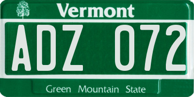 VT license plate ADZ072