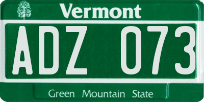VT license plate ADZ073