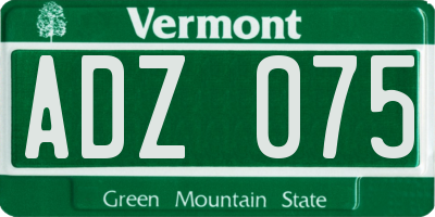 VT license plate ADZ075