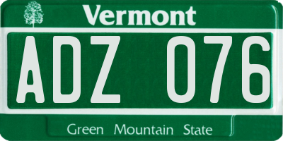 VT license plate ADZ076