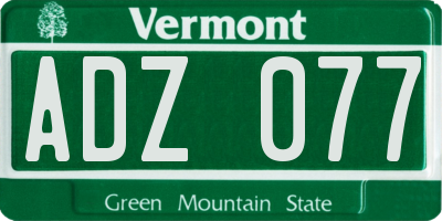 VT license plate ADZ077