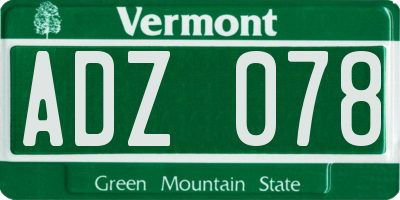 VT license plate ADZ078