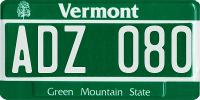 VT license plate ADZ080