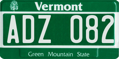 VT license plate ADZ082