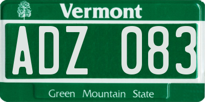 VT license plate ADZ083