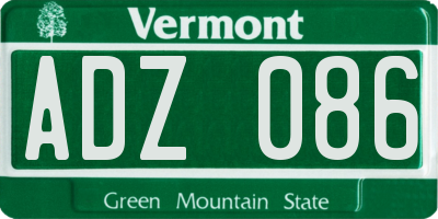 VT license plate ADZ086