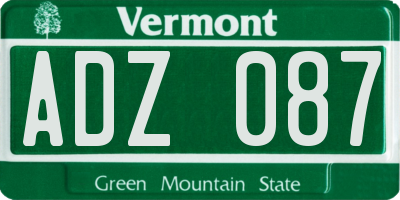 VT license plate ADZ087
