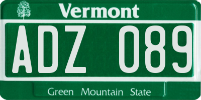 VT license plate ADZ089