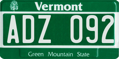 VT license plate ADZ092