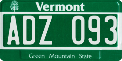 VT license plate ADZ093