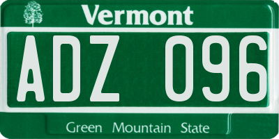 VT license plate ADZ096