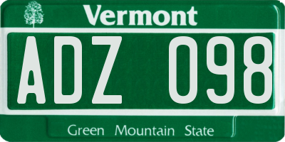 VT license plate ADZ098
