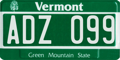 VT license plate ADZ099