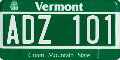 VT license plate ADZ101