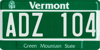 VT license plate ADZ104