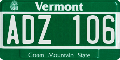 VT license plate ADZ106