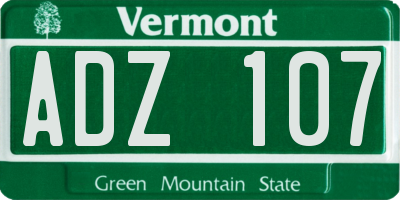 VT license plate ADZ107