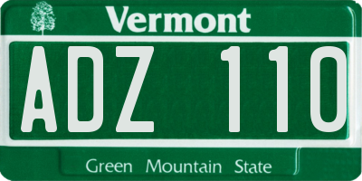 VT license plate ADZ110