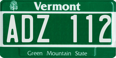 VT license plate ADZ112