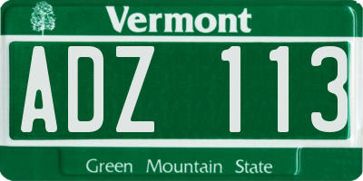 VT license plate ADZ113