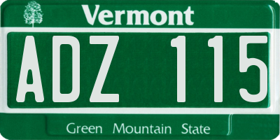 VT license plate ADZ115