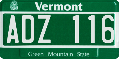 VT license plate ADZ116