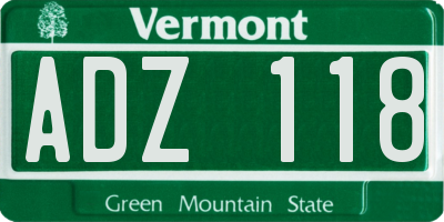 VT license plate ADZ118