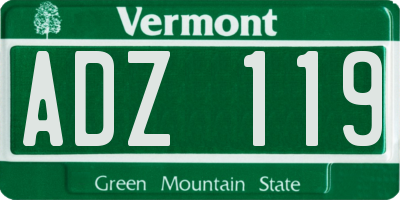 VT license plate ADZ119