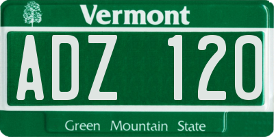 VT license plate ADZ120