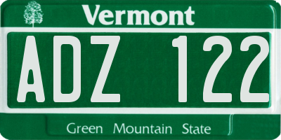VT license plate ADZ122