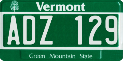 VT license plate ADZ129