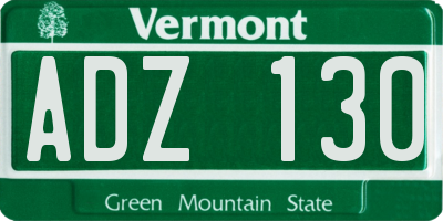 VT license plate ADZ130