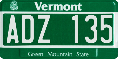 VT license plate ADZ135