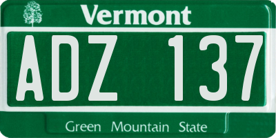 VT license plate ADZ137