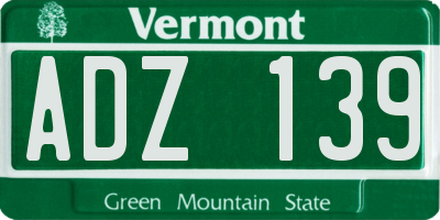 VT license plate ADZ139