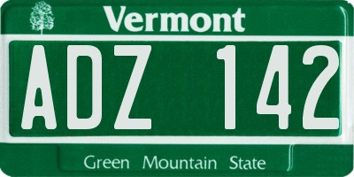 VT license plate ADZ142