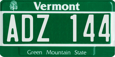 VT license plate ADZ144