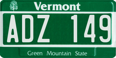 VT license plate ADZ149