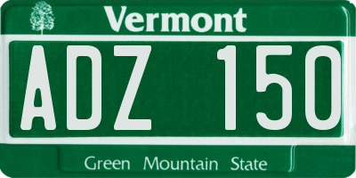 VT license plate ADZ150
