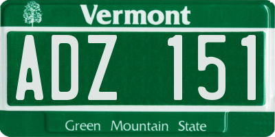 VT license plate ADZ151