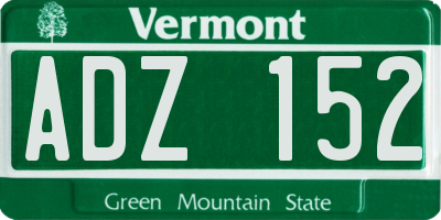 VT license plate ADZ152