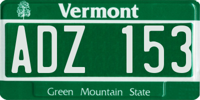 VT license plate ADZ153